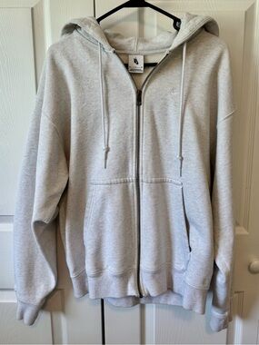 Nike Solo Swoosh Light Gray Full-Zip Hoodie Sweatshirt Jacket - Men's Size Small